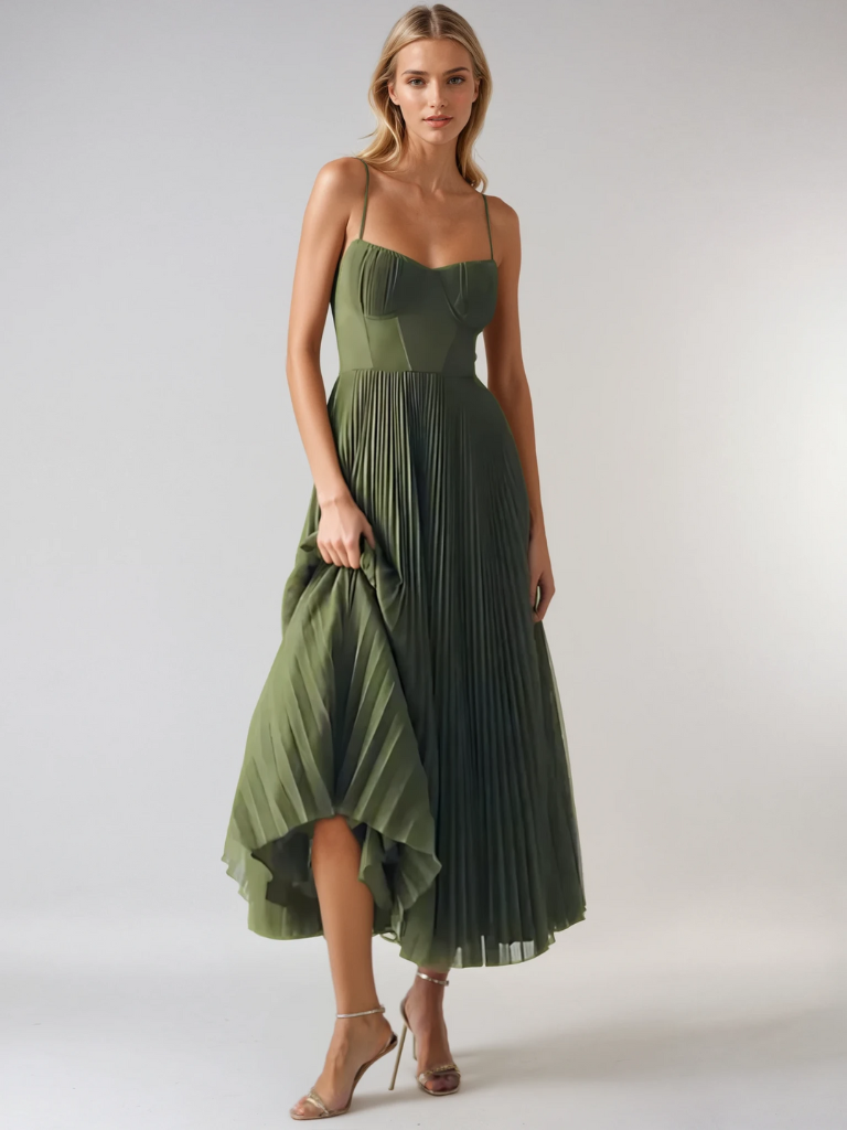 Emma | Sculpted Pleated Maxi Dress