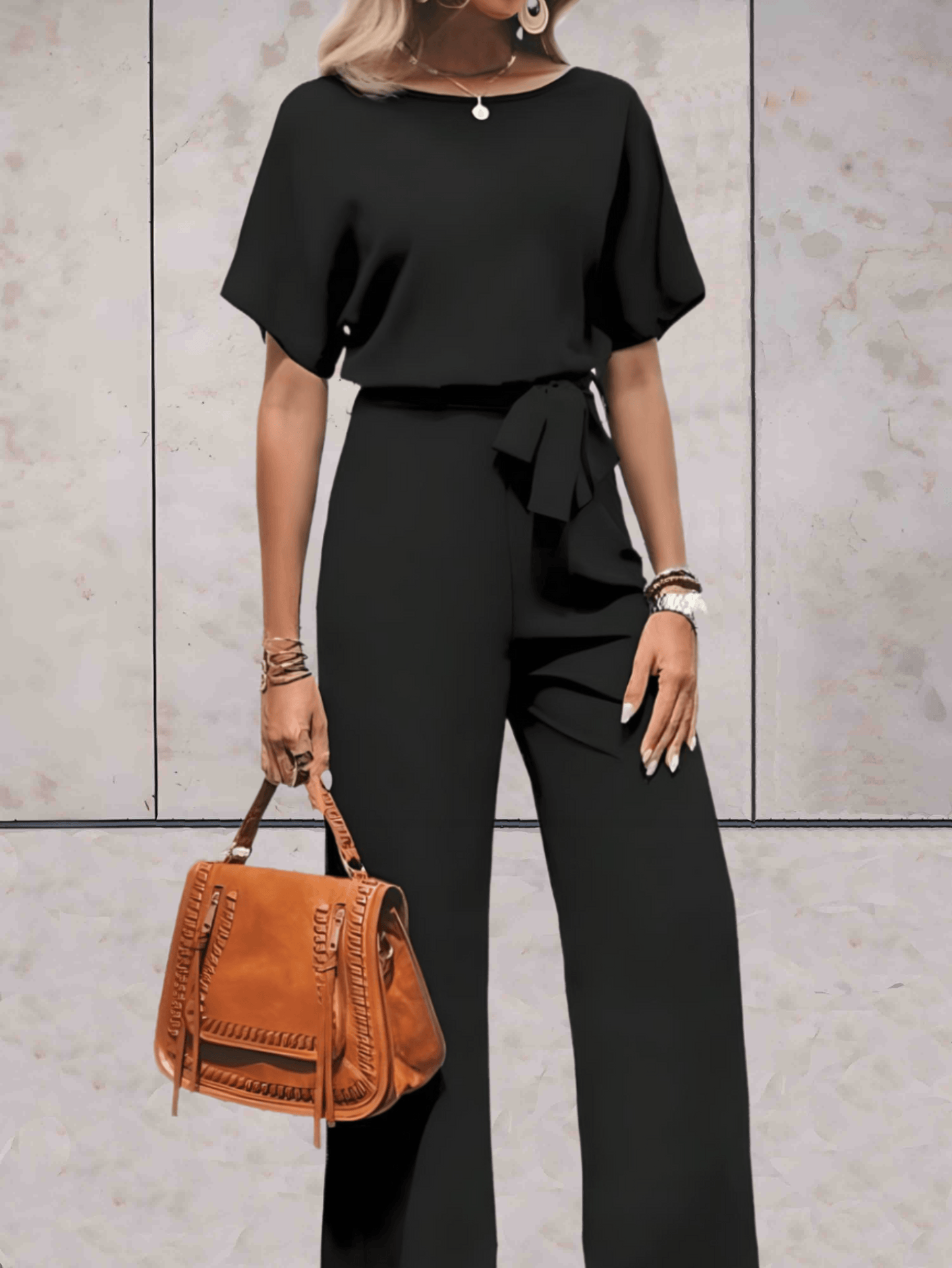 Kelsey | Women's Two Piece Set Short-Sleeved Top Wide-Leg Pants