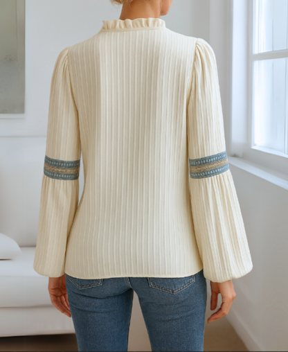 Monica™ | Vintage V-Neck Blouse