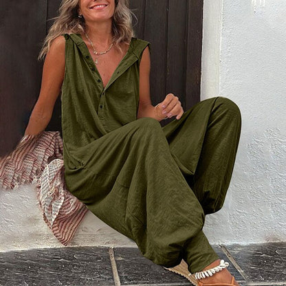 Summer | Women's No-Sleeve Hooded Everyday Jumpsuit