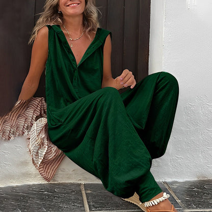 Summer | Women's No-Sleeve Hooded Everyday Jumpsuit