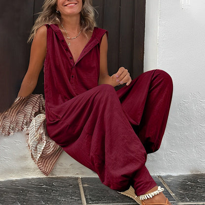 Summer | Women's No-Sleeve Hooded Everyday Jumpsuit