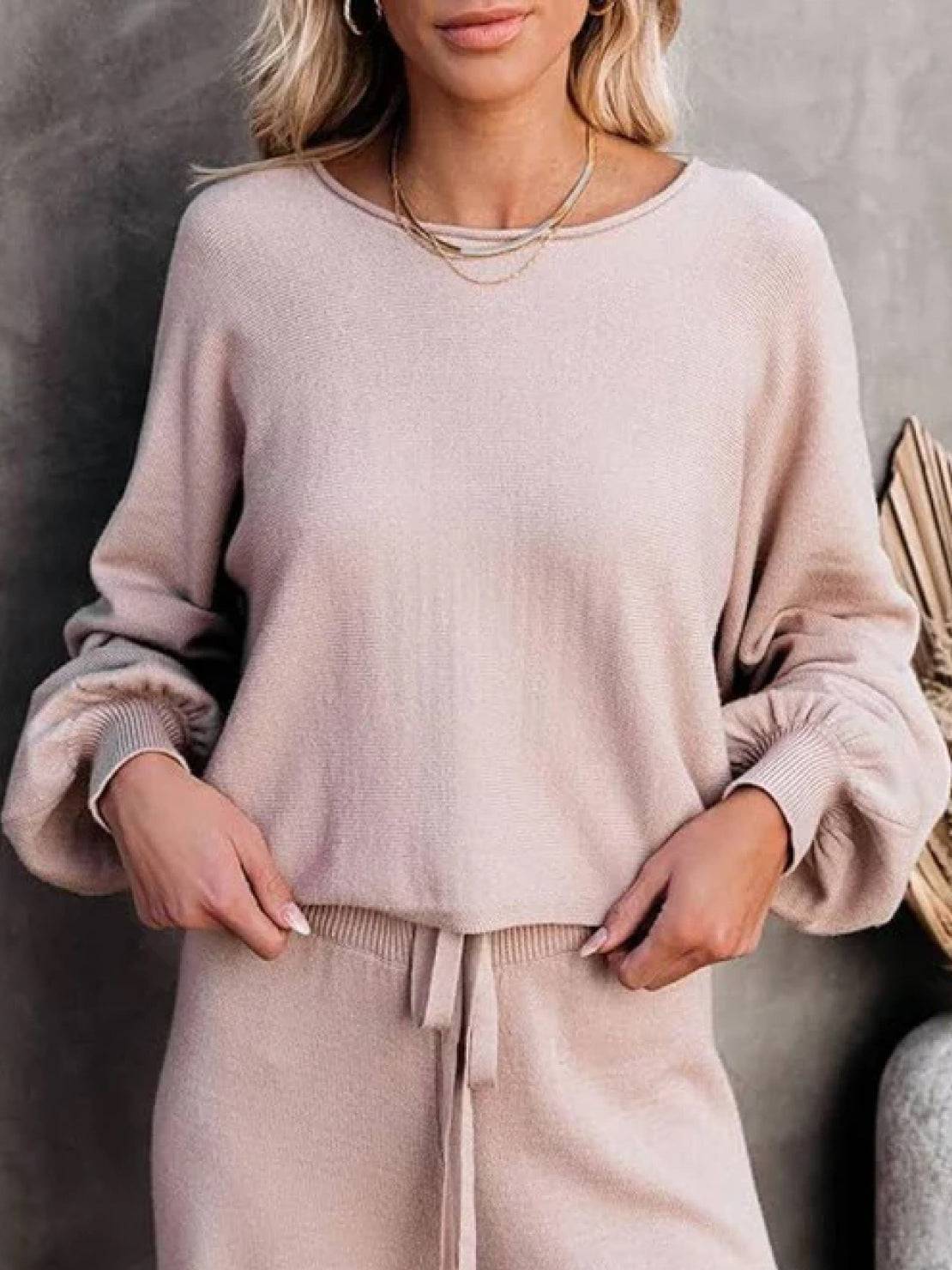 Phoebe | Women's Cropped Sweatshirt and Wide-Leg Pants Lounge Set