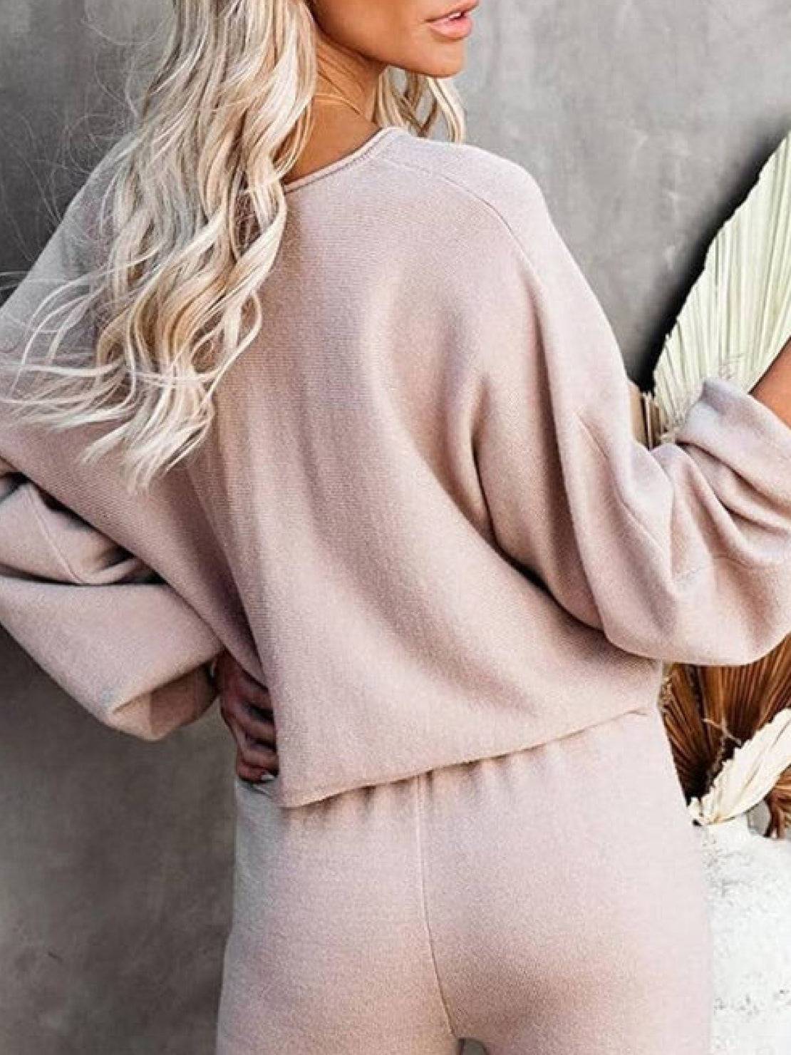 Phoebe | Women's Cropped Sweatshirt and Wide-Leg Pants Lounge Set