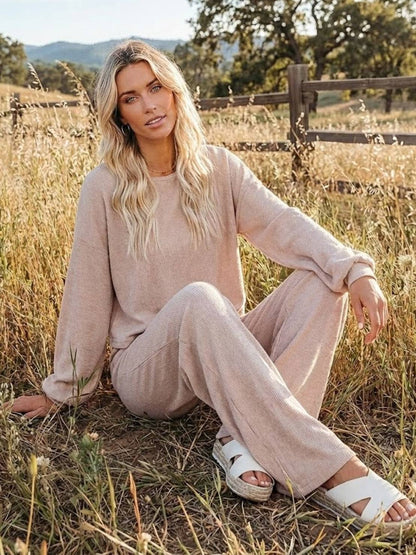 Phoebe | Women's Cropped Sweatshirt and Wide-Leg Pants Lounge Set