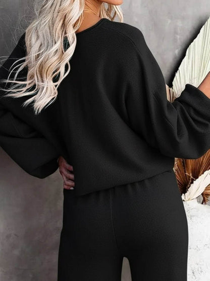 Phoebe | Women's Cropped Sweatshirt and Wide-Leg Pants Lounge Set