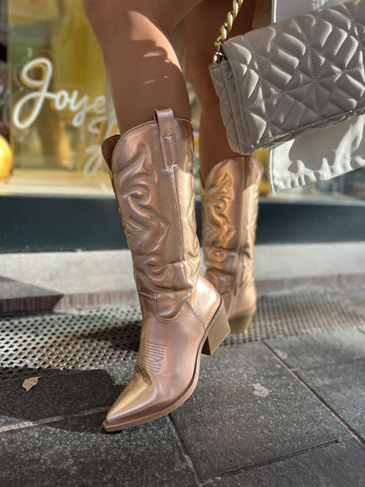 Maya | Refined Metallic Cowboy Boots
