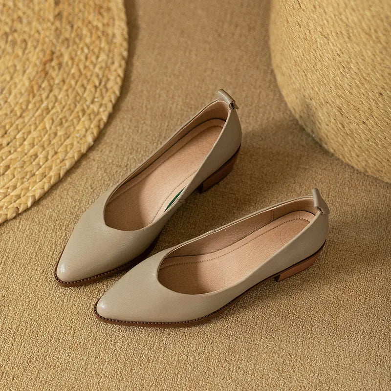 Emily | Women's Block Heel Pumps Pointed Toe Slip On Work Shoes