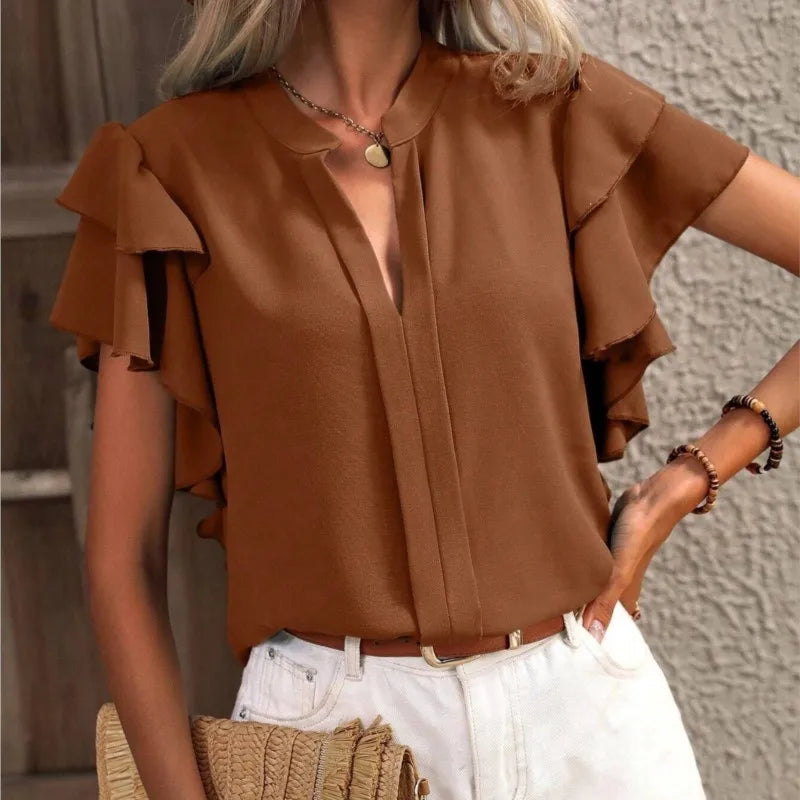 Gemma | Chic Blouse with Refined Ruffle Sleeves