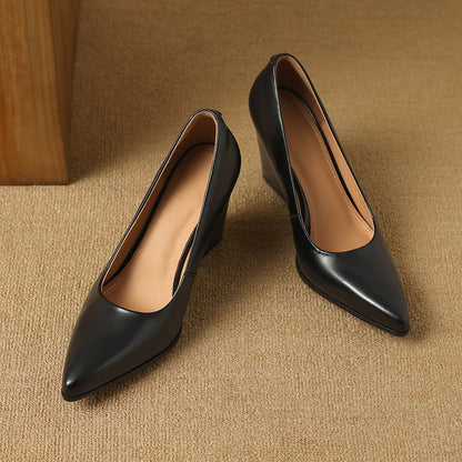 Barbara | Women's Block Heel Pumps Pointed Toe Slip On Work Heels
