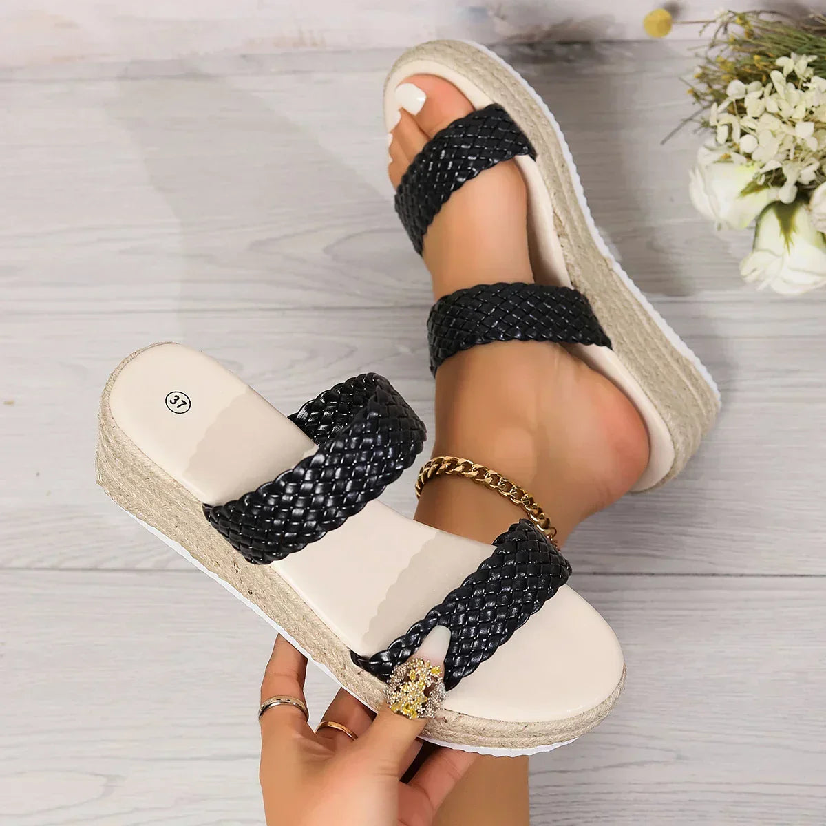 Charlotte | Women's Woven Platform Flat Sandals