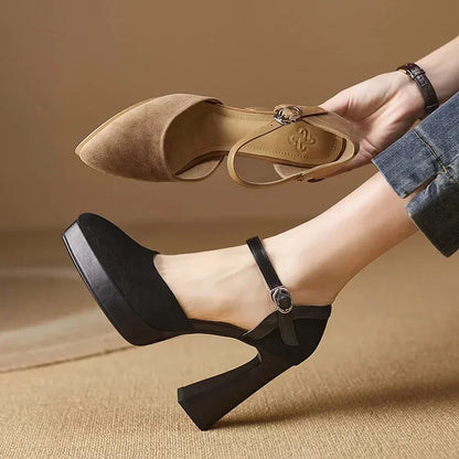 Gemma | Women's Platform Block Heel Pumps Ankle Strap High Heels