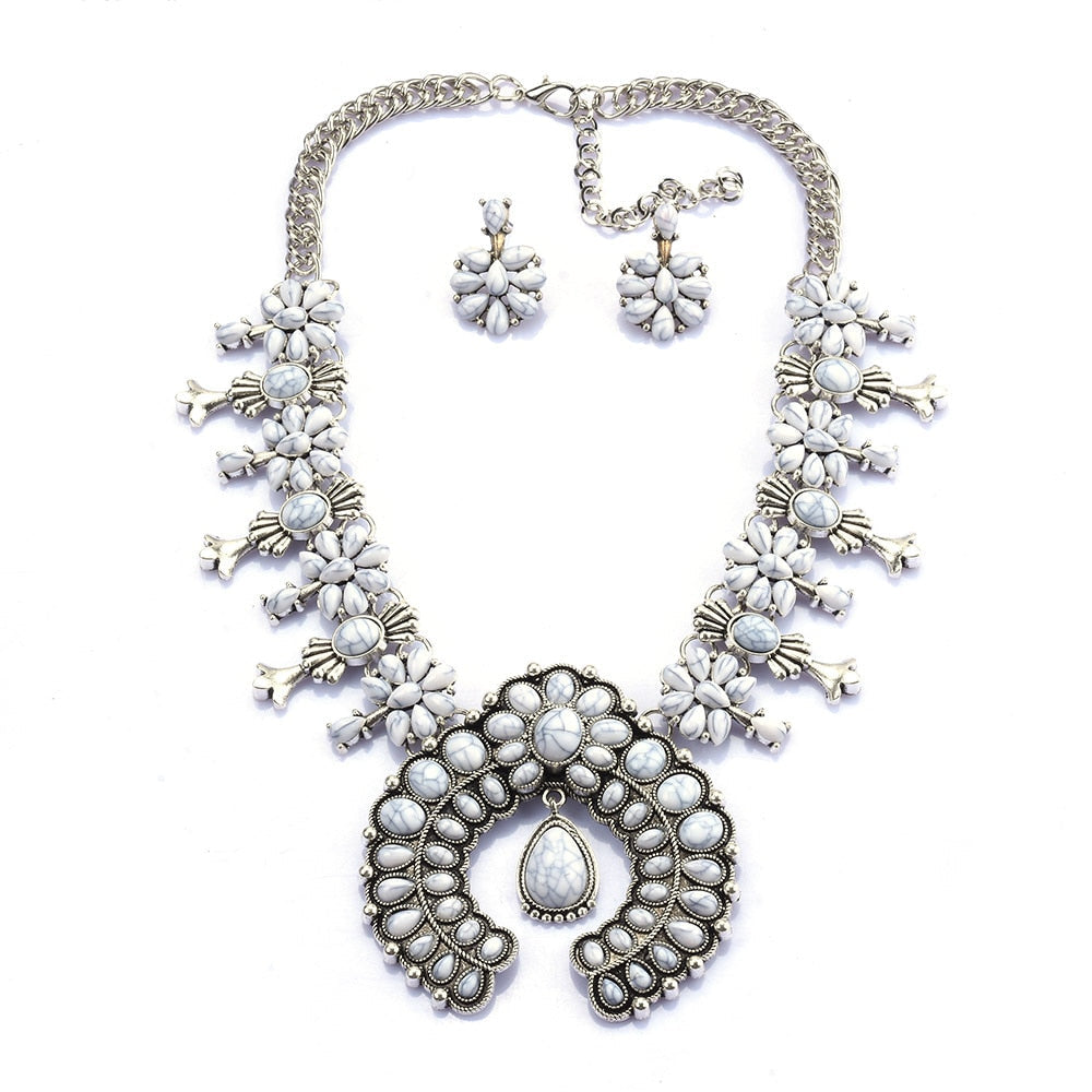 Susan | Southwest Turquoise Blossom Necklace Set