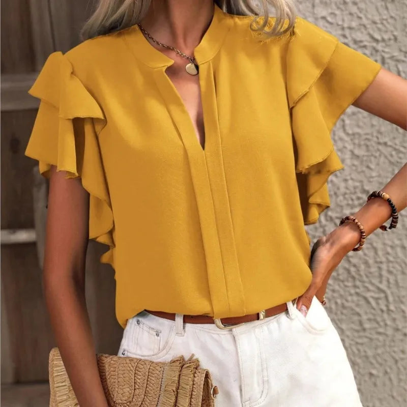 Gemma | Chic Blouse with Refined Ruffle Sleeves