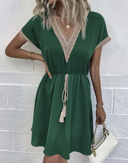 Sadie | Women's V Neck Bohemian Flowy Draped Dress Everyday
