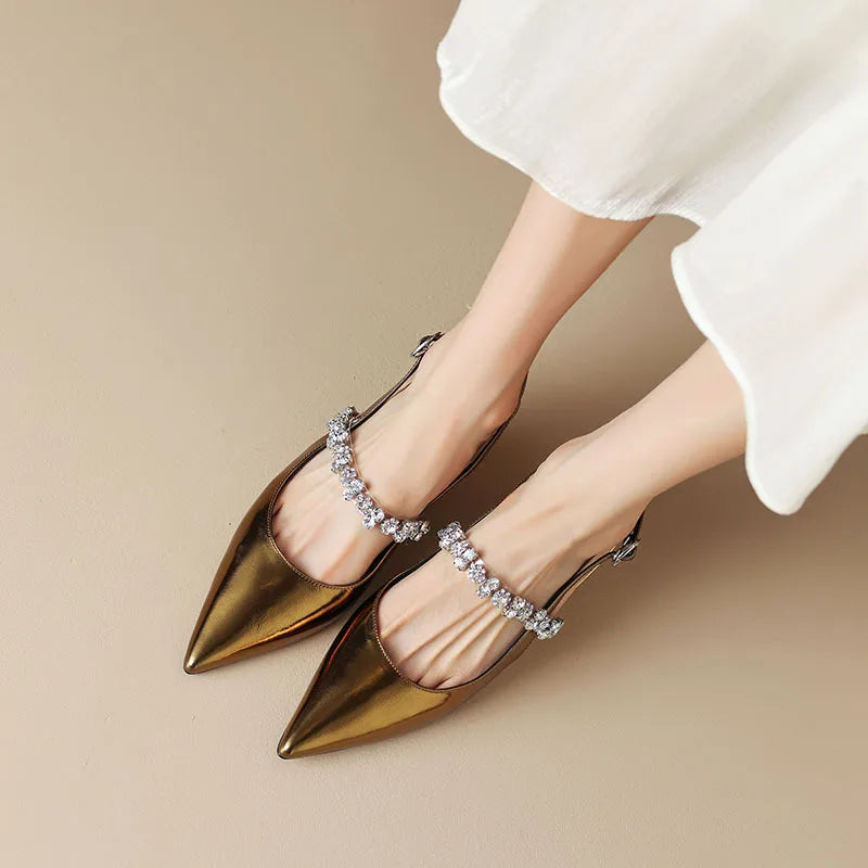 Candace | Women's Crystal Strap Slingback Heels Pointed Toe Pumps