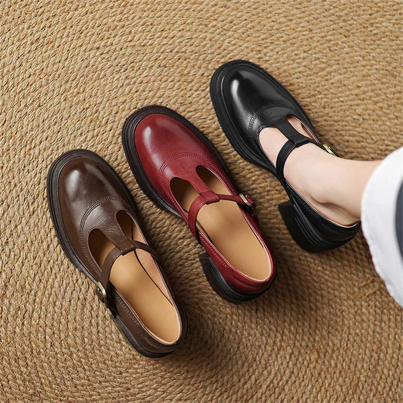 Naomi | Women's Chunky Block Heel Mary Jane Pumps Round Toe Strap