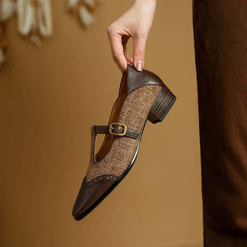 Quinn | Women's Two-Tone T-Strap Mary Jane Shoes Retro Low Heel