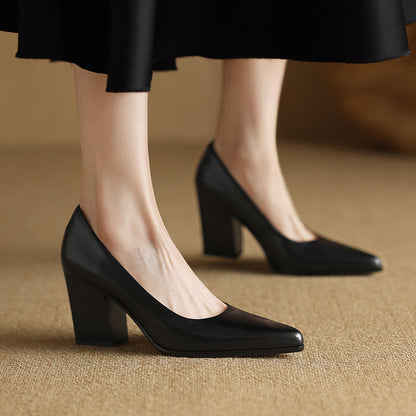 Barbara | Women's Block Heel Pumps Pointed Toe Slip On Work Heels