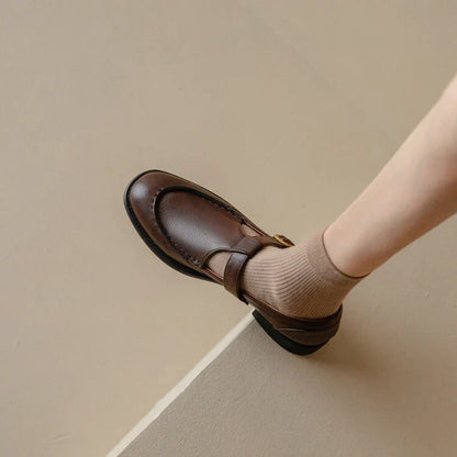 Hailey | Women's Vintage T-Strap Mary Jane Shoes Round Toe Low Heel