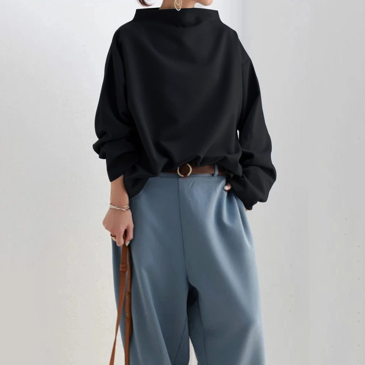 Colleen | High-Neck Plush Knit Top