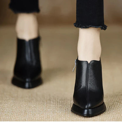 Natasha | Women's High Heel Pumps Platform Block Heel Side Zipper