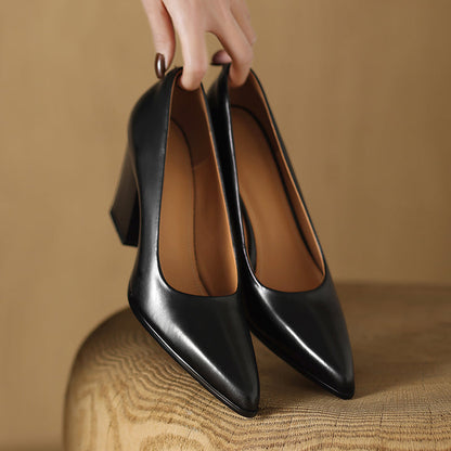 Barbara | Women's Block Heel Pumps Pointed Toe Slip On Work Heels