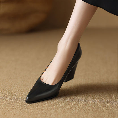 Barbara | Women's Block Heel Pumps Pointed Toe Slip On Work Heels