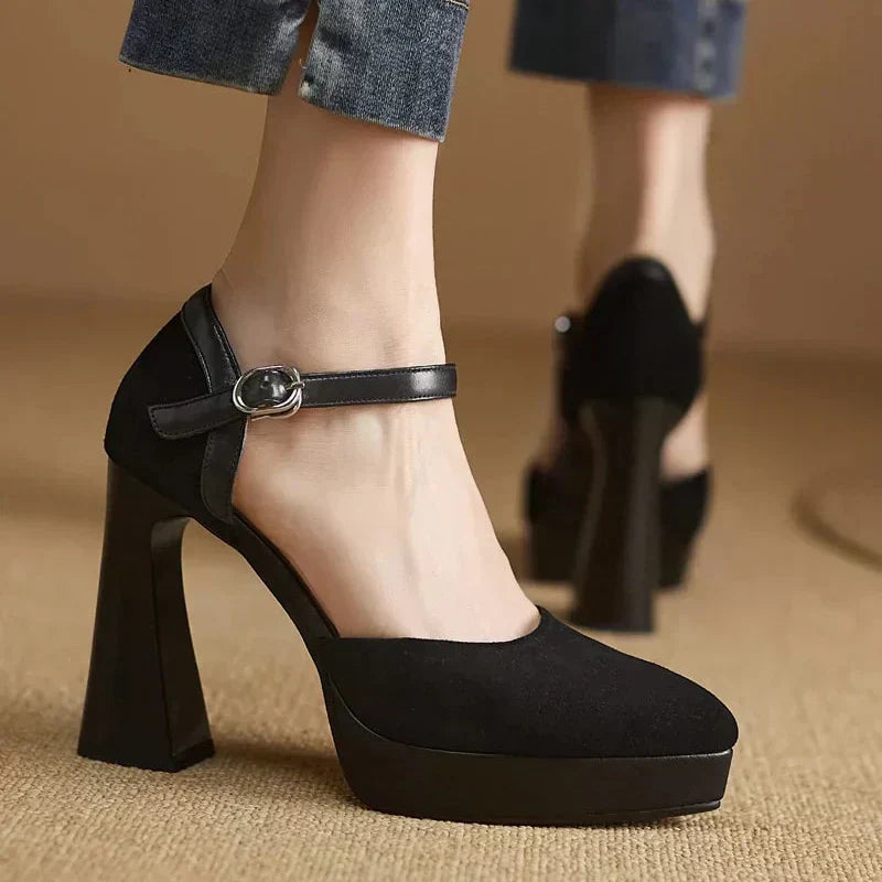 Gemma | Women's Platform Block Heel Pumps Ankle Strap High Heels