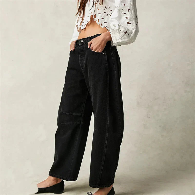 Wren | Women's High Waist Barrel Leg Jeans Easygoing Fit Denim