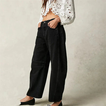 Wren | Women's High Waist Barrel Leg Jeans Easygoing Fit Denim