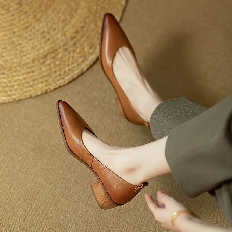 Emily | Women's Block Heel Pumps Pointed Toe Slip On Work Shoes