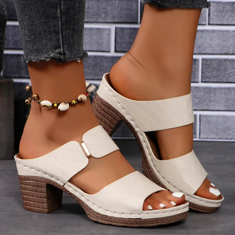 Alyssa | Women's Arch Support Block Heel Flat Sandals