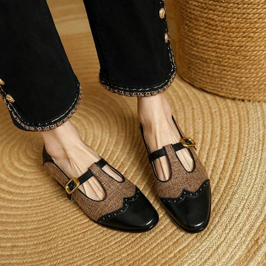 Quinn | Women's Two-Tone T-Strap Mary Jane Shoes Retro Low Heel