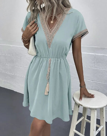 Sadie | Women's V Neck Bohemian Flowy Draped Dress Everyday