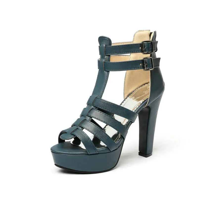 Victoria | Women's Leather Platform Flat Sandals Wide Fit