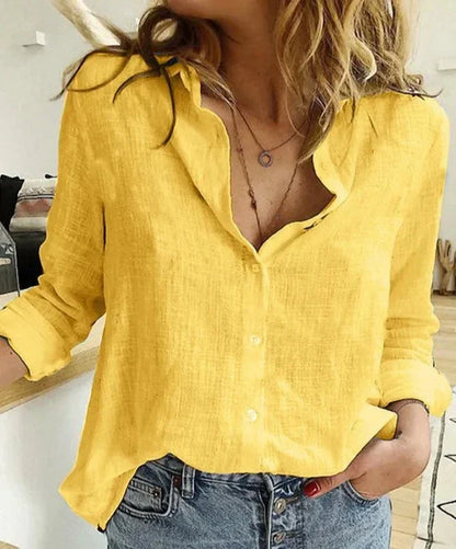 Brianna | Women's Button-Down Shirt Long Sleeve Bird Print Blouse
