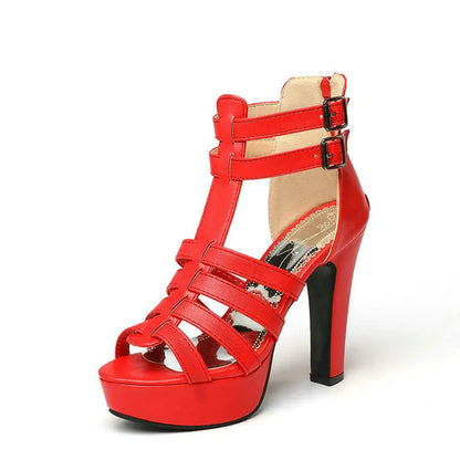 Victoria | Women's Leather Platform Flat Sandals Wide Fit