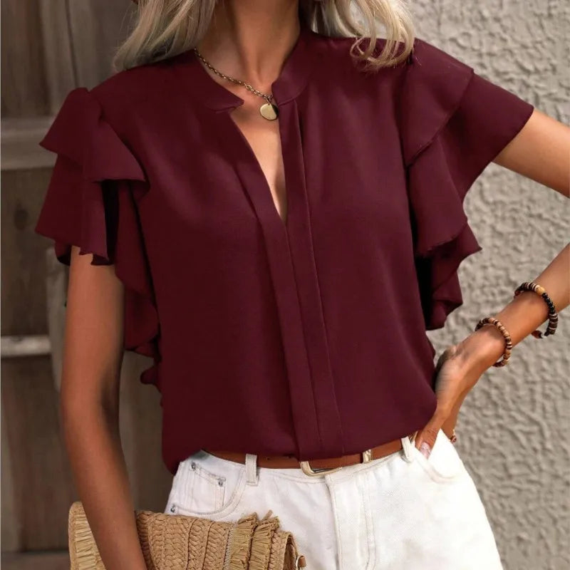 Gemma | Chic Blouse with Refined Ruffle Sleeves