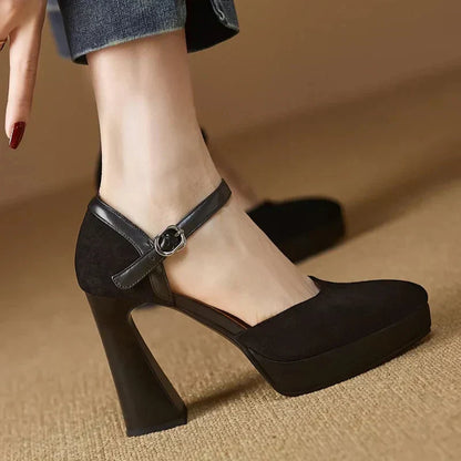Gemma | Women's Platform Block Heel Pumps Ankle Strap High Heels