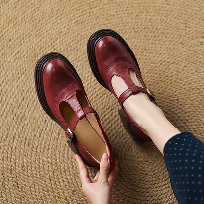 Naomi | Women's Chunky Block Heel Mary Jane Pumps Round Toe Strap