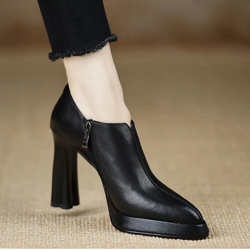 Natasha | Women's High Heel Pumps Platform Block Heel Side Zipper