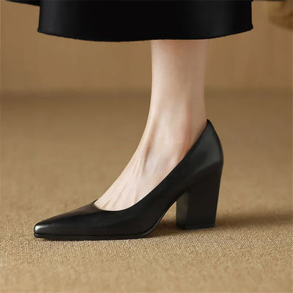 Barbara | Women's Block Heel Pumps Pointed Toe Slip On Work Heels