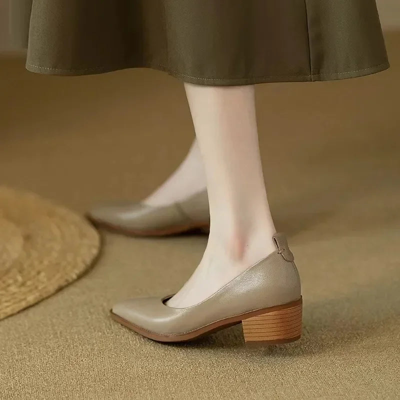 Emily | Women's Block Heel Pumps Pointed Toe Slip On Work Shoes