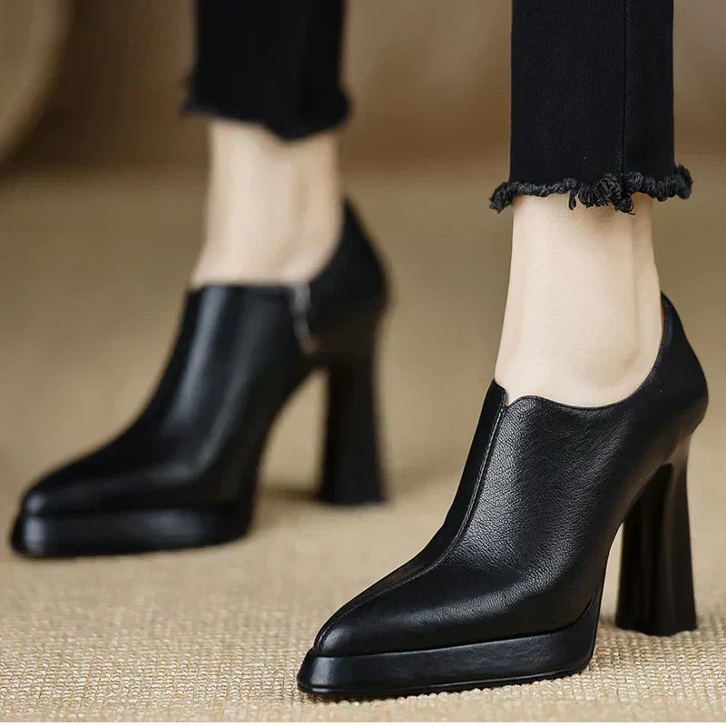Natasha | Women's High Heel Pumps Platform Block Heel Side Zipper