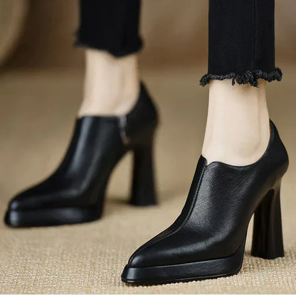 Natasha | Women's High Heel Pumps Platform Block Heel Side Zipper