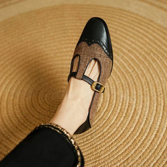 Quinn | Women's Two-Tone T-Strap Mary Jane Shoes Retro Low Heel