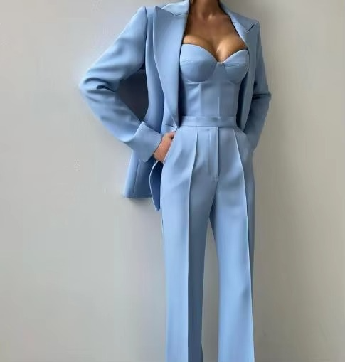 Maggie | Women's Three-Piece Blazer Set Corset Top & Flare Pants