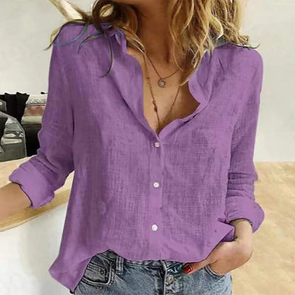 Brianna | Women's Button-Down Shirt Long Sleeve Bird Print Blouse