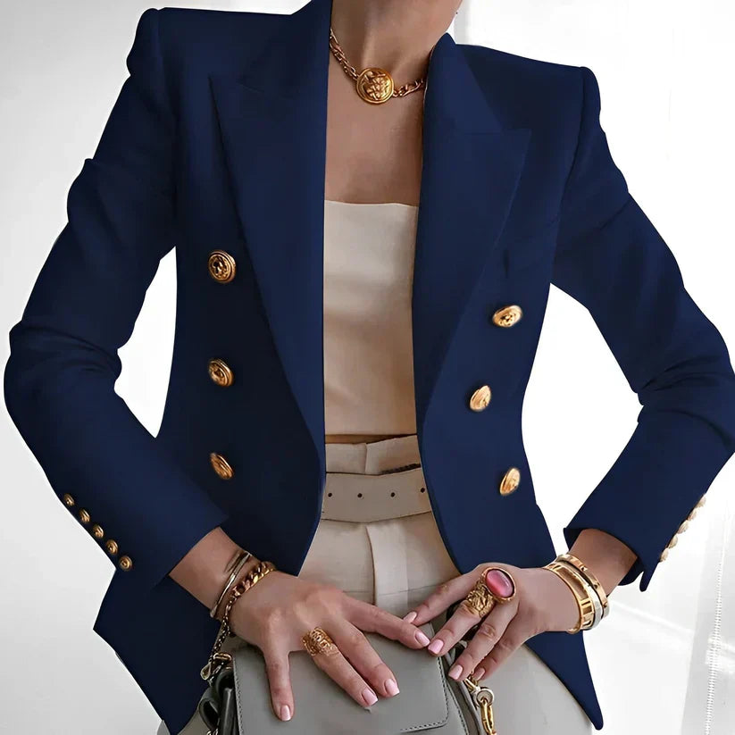 Rhonda | Women's Timeless Double-Breasted Blazer with Gold Buttons